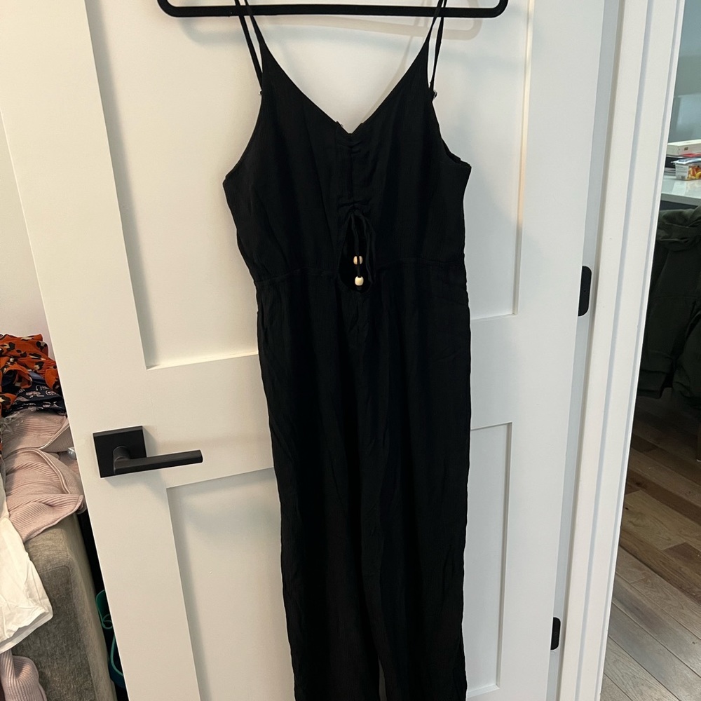 Black Gauze Cutout Jumpsuit